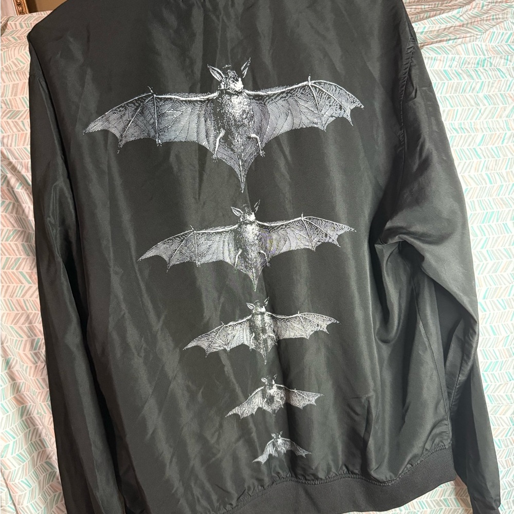 Black Jacket with Bat Graphic